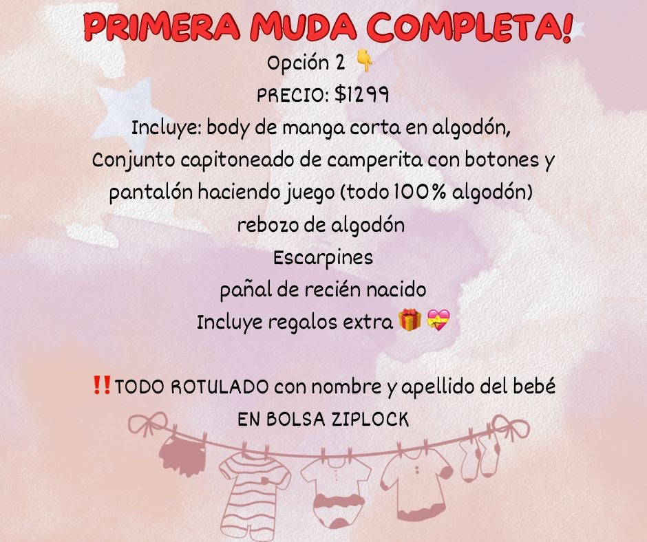 Primera muda completa opción 2