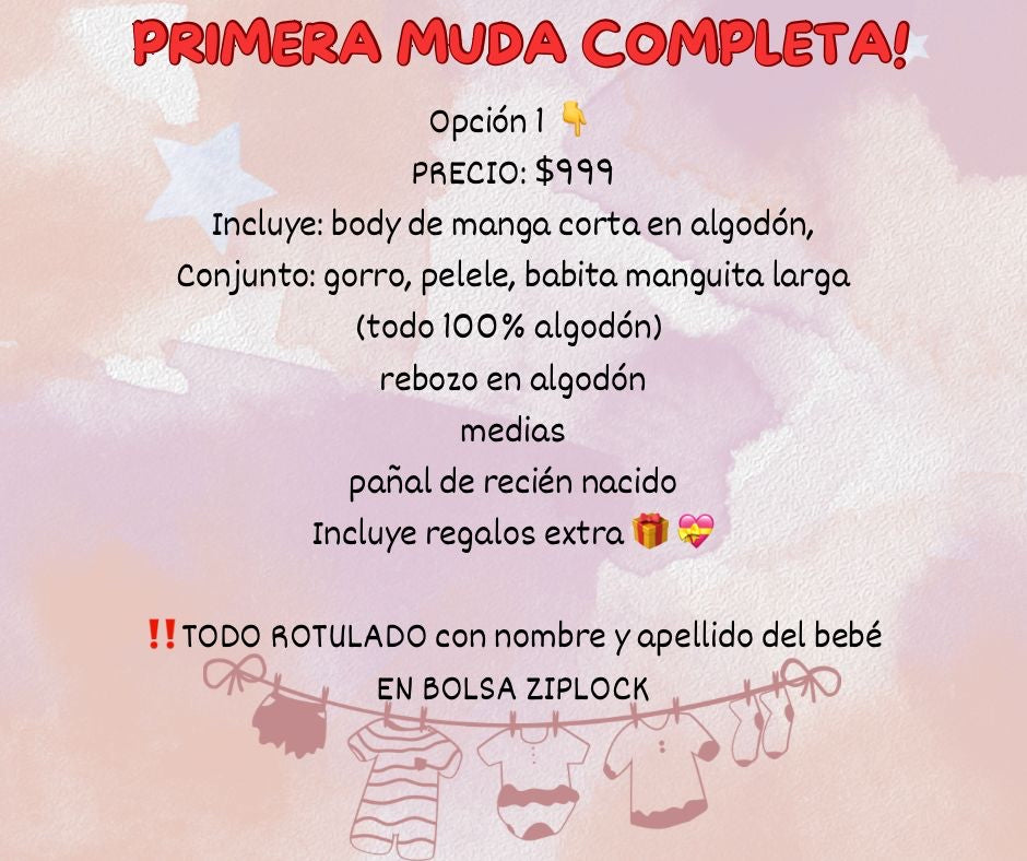 Primera muda Completa Opción 1